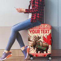 Personalized Canada Moose Luggage Cover Maple Leaf Christmas Lightning Art - Wonder Print Shop
