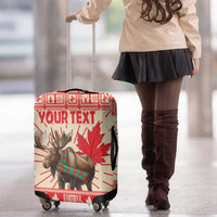 Personalized Canada Moose Luggage Cover Maple Leaf Christmas Lightning Art - Wonder Print Shop