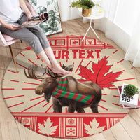 Personalized Canada Moose Round Carpet Maple Leaf Christmas Lightning Art