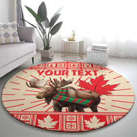 Personalized Canada Moose Round Carpet Maple Leaf Christmas Lightning Art