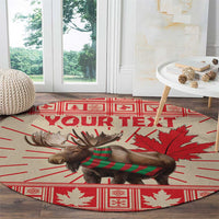 Personalized Canada Moose Round Carpet Maple Leaf Christmas Lightning Art