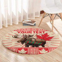 Personalized Canada Moose Round Carpet Maple Leaf Christmas Lightning Art