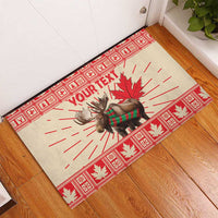 Personalized Canada Moose Rubber Doormat Maple Leaf Christmas Lightning Art - Wonder Print Shop