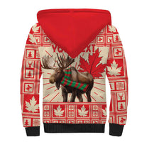 Personalized Canada Moose Sherpa Hoodie Maple Leaf Christmas Lightning Art - Wonder Print Shop