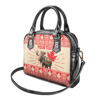 Personalized Canada Moose Shoulder Handbag Maple Leaf Christmas Lightning Art