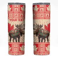 Personalized Canada Moose Skinny Tumbler Maple Leaf Christmas Lightning Art - Wonder Print Shop