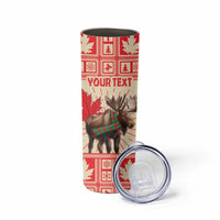 Personalized Canada Moose Skinny Tumbler Maple Leaf Christmas Lightning Art - Wonder Print Shop