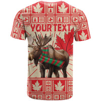 Personalized Canada Moose T Shirt Maple Leaf Christmas Lightning Art - Wonder Print Shop