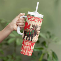 Personalized Canada Moose Tumbler With Handle Maple Leaf Christmas Lightning Art - Wonder Print Shop