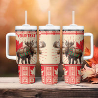 Personalized Canada Moose Tumbler With Handle Maple Leaf Christmas Lightning Art - Wonder Print Shop