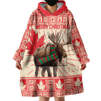 Personalized Canada Moose Wearable Blanket Hoodie Maple Leaf Christmas Lightning Art - Wonder Print Shop
