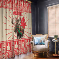 Personalized Canada Moose Window Curtain Maple Leaf Christmas Lightning Art - Wonder Print Shop