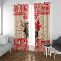 Personalized Canada Moose Window Curtain Maple Leaf Christmas Lightning Art - Wonder Print Shop