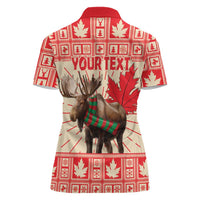 Personalized Canada Moose Women Polo Shirt Maple Leaf Christmas Lightning Art - Wonder Print Shop