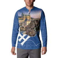 Slovakia Bojnice Castle Button Sweatshirt Golden Eagle With Slovak Pattern - Wonder Print Shop