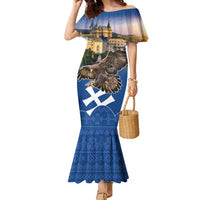 Slovakia Bojnice Castle Family Matching Mermaid Dress and Hawaiian Shirt Golden Eagle With Slovak Pattern - Wonder Print Shop
