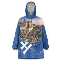 Slovakia Bojnice Castle Wearable Blanket Hoodie Golden Eagle With Slovak Pattern - Wonder Print Shop