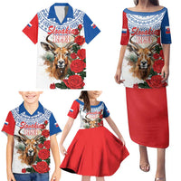 Slovakia Restoration Day 1993 Family Matching Puletasi and Hawaiian Shirt Tatra Chamois With Red Rose - Wonder Print Shop