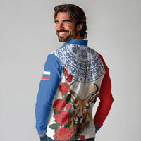 Slovakia Restoration Day 1993 Long Sleeve Polo Shirt Tatra Chamois With Red Rose - Wonder Print Shop