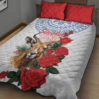 Slovakia Restoration Day 1993 Quilt Bed Set Tatra Chamois With Red Rose - Wonder Print Shop
