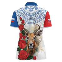 Slovakia Restoration Day 1993 Women Polo Shirt Tatra Chamois With Red Rose - Wonder Print Shop