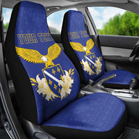 Personalized Bosnia and Herzegovina Independence Day Car Seat Cover Golden Eagle With Lilium Bosniacum
