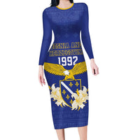 Personalized Bosnia and Herzegovina Independence Day Family Matching Long Sleeve Bodycon Dress and Hawaiian Shirt Golden Eagle With Lilium Bosniacum