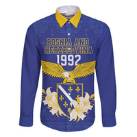Personalized Bosnia and Herzegovina Independence Day Family Matching Mermaid Dress and Hawaiian Shirt Golden Eagle With Lilium Bosniacum