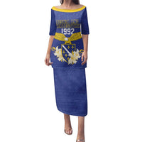 Personalized Bosnia and Herzegovina Independence Day Family Matching Puletasi and Hawaiian Shirt Golden Eagle With Lilium Bosniacum