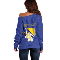 Personalized Bosnia and Herzegovina Independence Day Off Shoulder Sweater Golden Eagle With Lilium Bosniacum - Wonder Print Shop