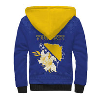 Personalized Bosnia and Herzegovina Independence Day Sherpa Hoodie Golden Eagle With Lilium Bosniacum - Wonder Print Shop