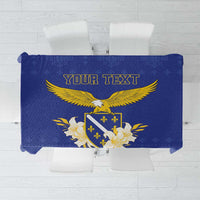 Personalized Bosnia and Herzegovina Independence Day Tablecloth Golden Eagle With Lilium Bosniacum - Wonder Print Shop