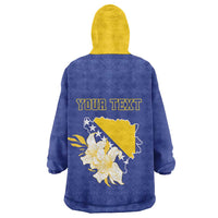 Personalized Bosnia and Herzegovina Independence Day Wearable Blanket Hoodie Golden Eagle With Lilium Bosniacum - Wonder Print Shop