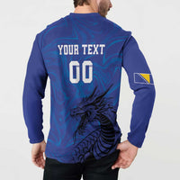 Custom Bosnia and Herzegovina Football Button Sweatshirt The Dragons Go Champions