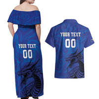 Custom Bosnia and Herzegovina Football Couples Matching Off Shoulder Maxi Dress and Hawaiian Shirt The Dragons Go Champions
