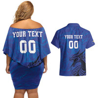 Custom Bosnia and Herzegovina Football Couples Matching Off Shoulder Short Dress and Hawaiian Shirt The Dragons Go Champions