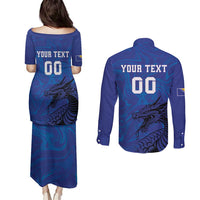 Custom Bosnia and Herzegovina Football Couples Matching Puletasi and Long Sleeve Button Shirt The Dragons Go Champions