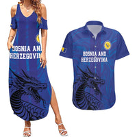 Custom Bosnia and Herzegovina Football Couples Matching Summer Maxi Dress and Hawaiian Shirt The Dragons Go Champions