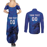 Custom Bosnia and Herzegovina Football Couples Matching Summer Maxi Dress and Long Sleeve Button Shirt The Dragons Go Champions