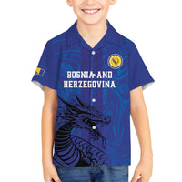 Custom Bosnia and Herzegovina Football Family Matching Off The Shoulder Long Sleeve Dress and Hawaiian Shirt The Dragons Go Champions