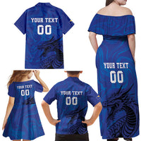Custom Bosnia and Herzegovina Football Family Matching Off Shoulder Maxi Dress and Hawaiian Shirt The Dragons Go Champions