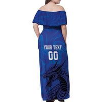 Custom Bosnia and Herzegovina Football Family Matching Off Shoulder Maxi Dress and Hawaiian Shirt The Dragons Go Champions