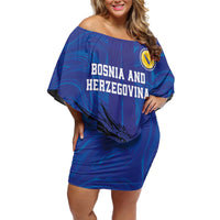 Custom Bosnia and Herzegovina Football Family Matching Off Shoulder Short Dress and Hawaiian Shirt The Dragons Go Champions