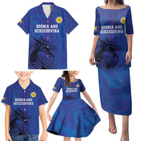 Custom Bosnia and Herzegovina Football Family Matching Puletasi and Hawaiian Shirt The Dragons Go Champions