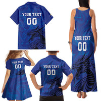 Custom Bosnia and Herzegovina Football Family Matching Tank Maxi Dress and Hawaiian Shirt The Dragons Go Champions