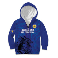 Custom Bosnia and Herzegovina Football Kid Hoodie The Dragons Go Champions