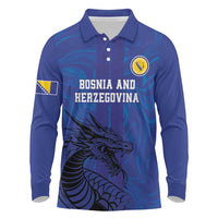 Custom Bosnia and Herzegovina Football Long Sleeve Polo Shirt The Dragons Go Champions - Wonder Print Shop