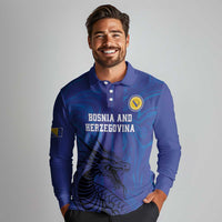 Custom Bosnia and Herzegovina Football Long Sleeve Polo Shirt The Dragons Go Champions - Wonder Print Shop