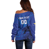 Custom Bosnia and Herzegovina Football Off Shoulder Sweater The Dragons Go Champions - Wonder Print Shop