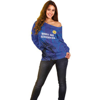 Custom Bosnia and Herzegovina Football Off Shoulder Sweater The Dragons Go Champions - Wonder Print Shop
